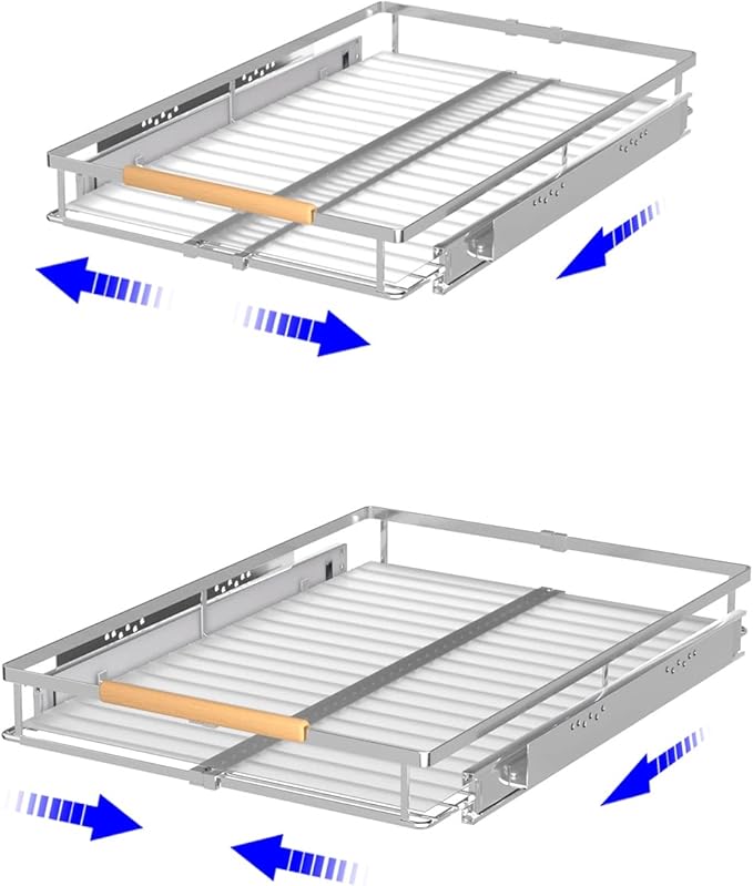 KIKIBRO Pull Out Drawer Cabinet Organizer, Expandable Slide Out Storage Shelves - Heavy Duty, Durable and Smooth Slide-Out, 12.3"~18.3" Wide x 22.5" Deep, 2 Pack