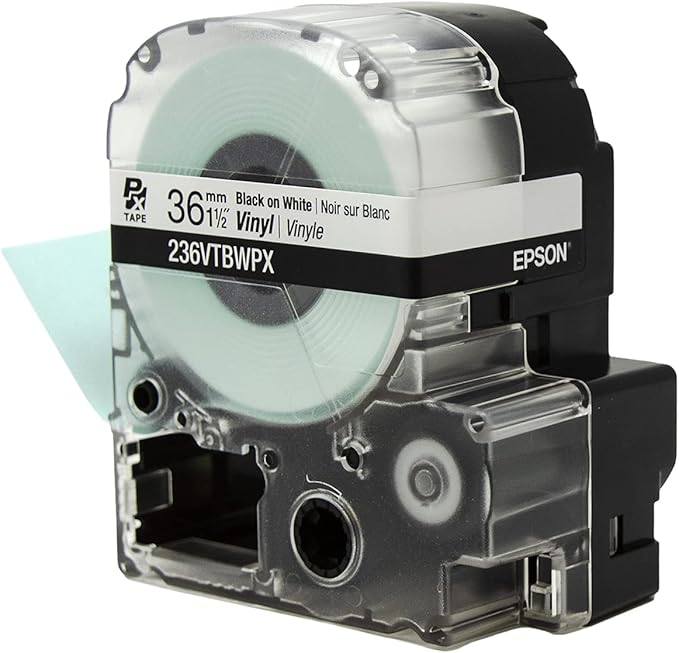 LABELWORKS 236VTBWPX Tape Cartridge - Black on White Flexible and Durable Vinyl Industrial Label Maker Tape - 1.5" (36MM) Wide, 22.9 ft