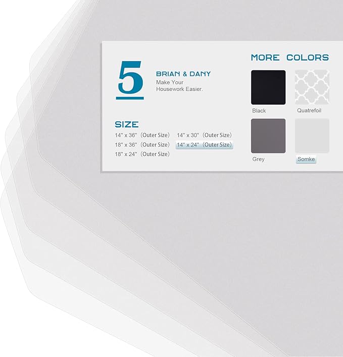BRIAN & DANY Wire Shelf Liner 14" X 24", Heavy Duty Shelf Liners for Wire Shelving, Waterproof Protector Mats, Set of 5, Transparent