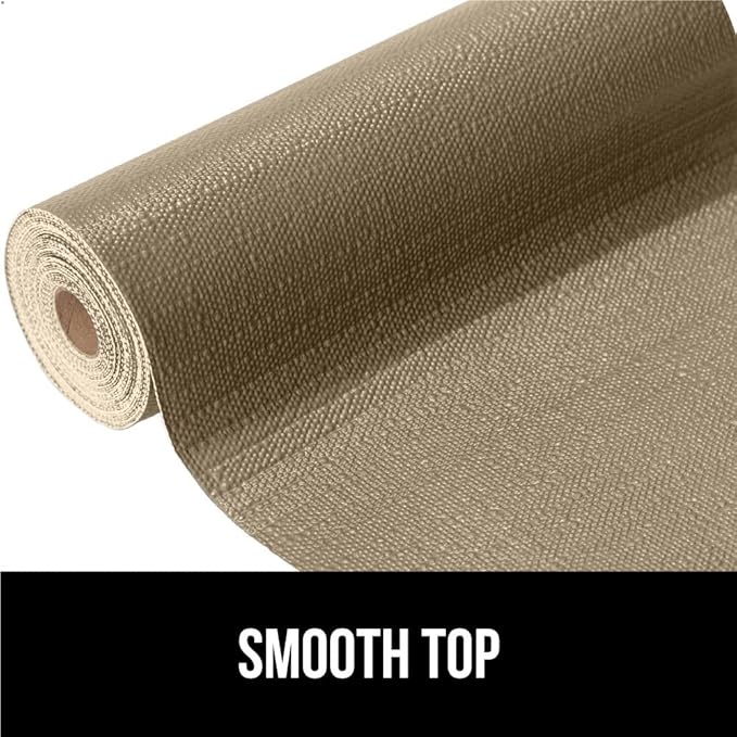 GORILLA GRIP Slip Resistant Drawer and Shelf Liner 2 Pack, Non Adhesive Water Resistant, Easy Clean and Trim, Smooth Surface Liners for Kitchen Cabinet, Shelves, Drawers Pantry, 17.5 IN x 20 FT, Beige