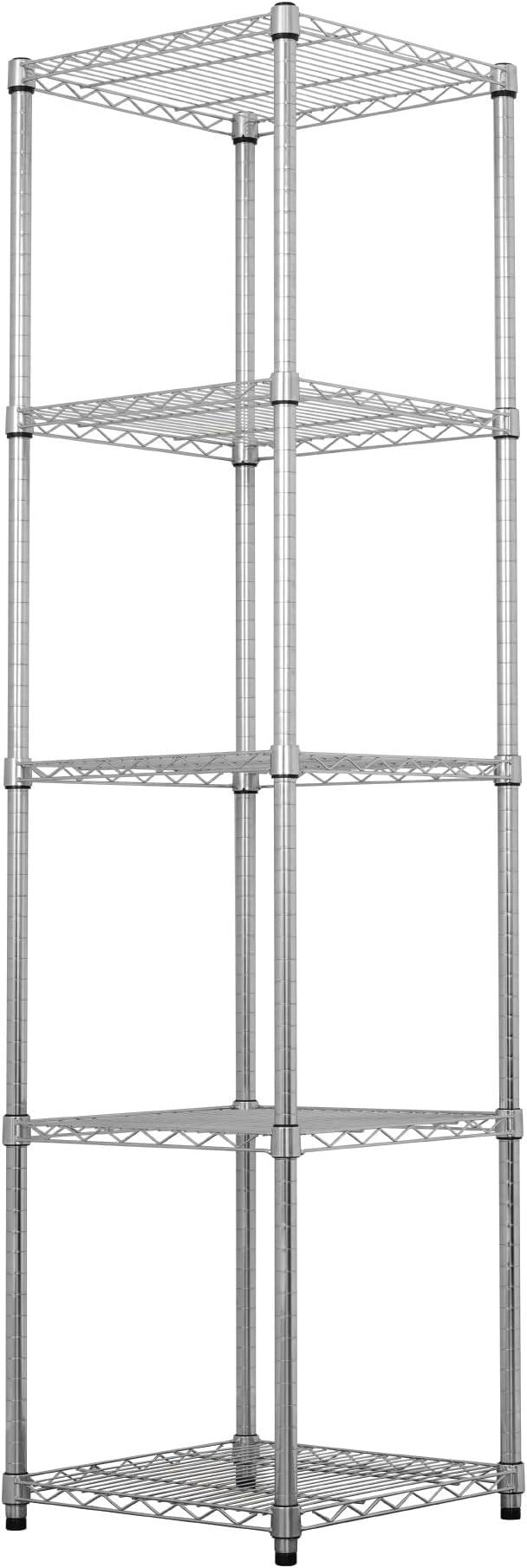 SafeRacks - NSF Certified Storage Shelves, Zinc, Heavy Duty Steel Wire Unit with Adjustable Feet, Garage or Bakers Rack, Kitchen, Pantry Shelf - (18"x18"x72" 5-Tier) (Silver)