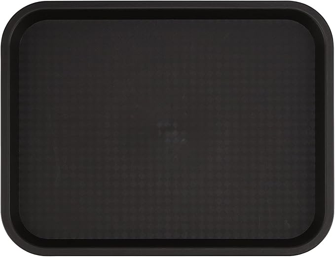 ZOENHOU 6 Pack 14 x 10 Inch Fast Food Tray, Rectangular Cafeteria Serving Trays, Plastic Trays for Food, Black