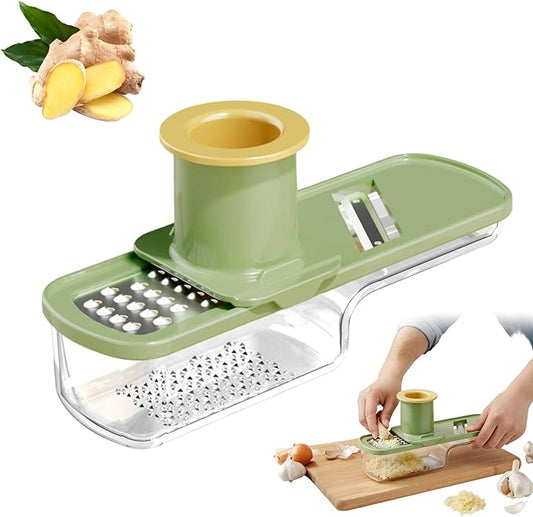 Multifunctional Garlic Grinder, 2026 Upgrade Mini 3 in 1 Garlic Grinder and Slicer, Stainless Steel Garlic Slicer Thin for Household (Green)