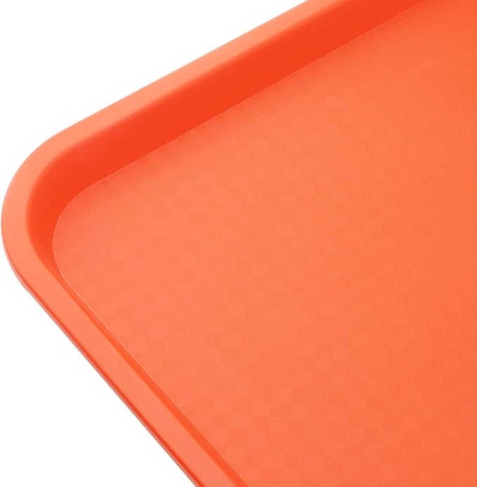 MAHIONG 15 Pack 14 x 10 Inch Orange Fast Food Tray, Large Rectangular Restaurant Serving Trays, Plastic Cafeteria Trays School Lunch Trays