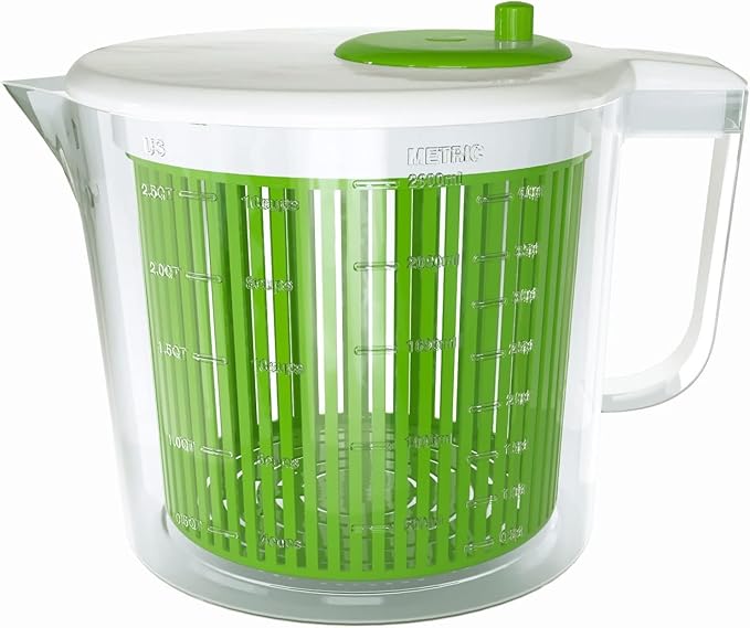 Cooler Kitchen Small Salad Spinner, Mini Salad Spinner and Dryer With Measuring Cup Bowl, Best Lettuce Spinners Single Serve, Colander with Spinner, Vegetable Washing Basket, Fruit Washer and Strainer