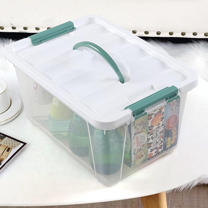 6-pack 14 Quarts Latching Storage Boxes, Clear Plastic Bins with Lids and Handles