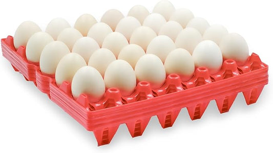 4-Pack Plastic Egg Tray Egg Crate, 30-Egg Flats for Home Chicken Farmers, Stackable & Durable, Great for Storing, Sorting & Shipping, and Reusable (4-Pack Red)