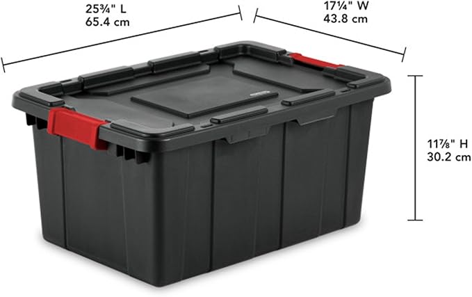 Sterilite 18-Pack Industrial Tote, Plastic Storage Bins with Lids, 15 Gallon, Black - Heavy-Duty Organizing Containers for Closet, Bathroom, and Office