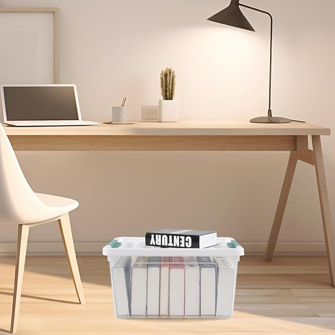 4 Pack 35 Quart Storage Box with Lid, Plastic Latching Container Bin, Clear