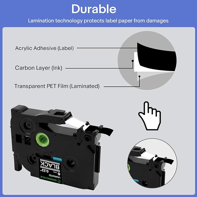 GREENCYCLE 3 Pack Compatible for Brother P-Touch Label Maker Tape TZe-315 TZ-315 6mm 0.23 Laminated Black TZe315 TZ315 1/4'' TZe TZ Tape for PT-D210 D220 D400 D600 300BT H100 D200