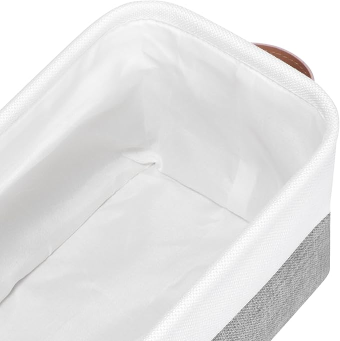 Kntiwiwo Small Fabric Storage Bins, 15x6x5 inch Narrow Storage Baskets 4-Pack Long Storage Basket for Organizing with Handles, Decorative Basket for Closets, Shelves, Toilet Paper, Grey