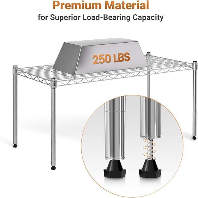 YSSOA 1-Tier Shelving Unit, 29.92" W x 13.78" D x 14.96" H Steel Organizer Wire Rack, Chrome, 2 Pack