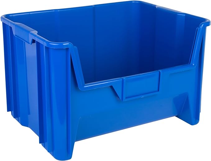 Hudson Exchange 20" x 15" x 12.5" (3 Pack) Plastic Giant Stackable Hopper Bin Container, Blue