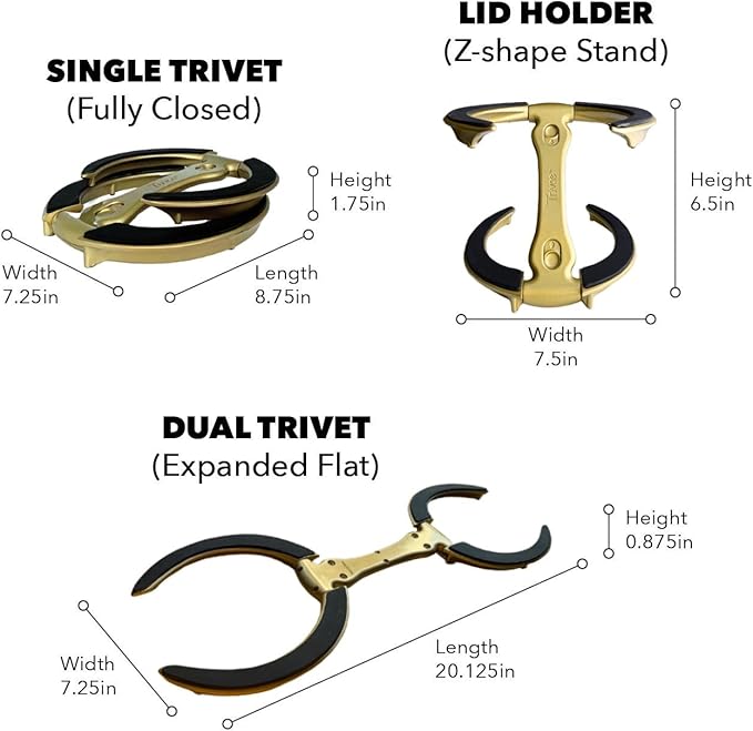 Trivae Pot Lid Holder – 4-in-1 Pot Lid Holder While Cooking, Pan Lid Holder, Trivet & Cake Stand – Versatile Kitchen Tool for Hot Pots, Serving & Display – Space-Saving, Heat-Resistant Stand