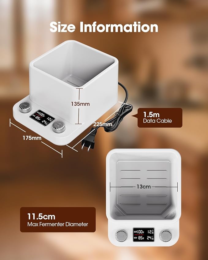 MQUPIN Sourdough Starter Warmer, Even Heating Water Bath Sourdough Warmer, 1°F Precise Thermostat (70-104°F),198H Timer, Smart Yeast Feeding Warmer for Kombucha Yoghurt Beer Fermentation (White)