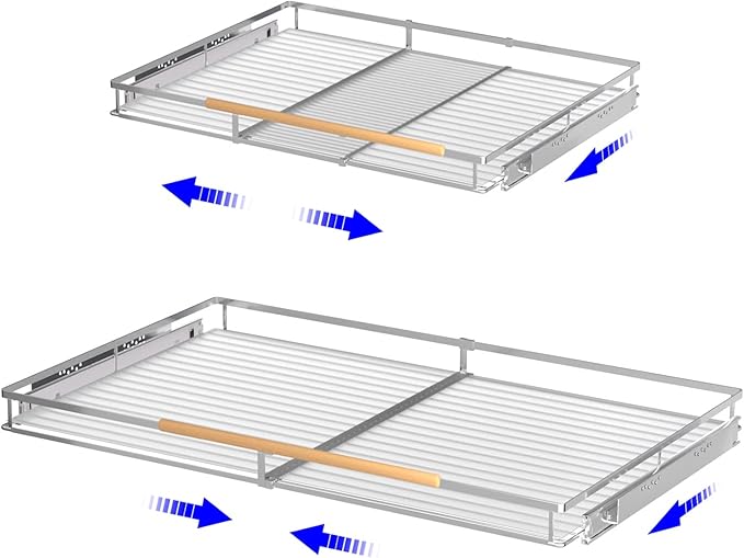 KIKIBRO Pull Out Drawer Cabinet Organizer, Expandable Slide Out Storage Shelves - Heavy Duty, Durable and Smooth Slide-Out, 23" x 40" Wide x 22.5" Deep, 2 Pack