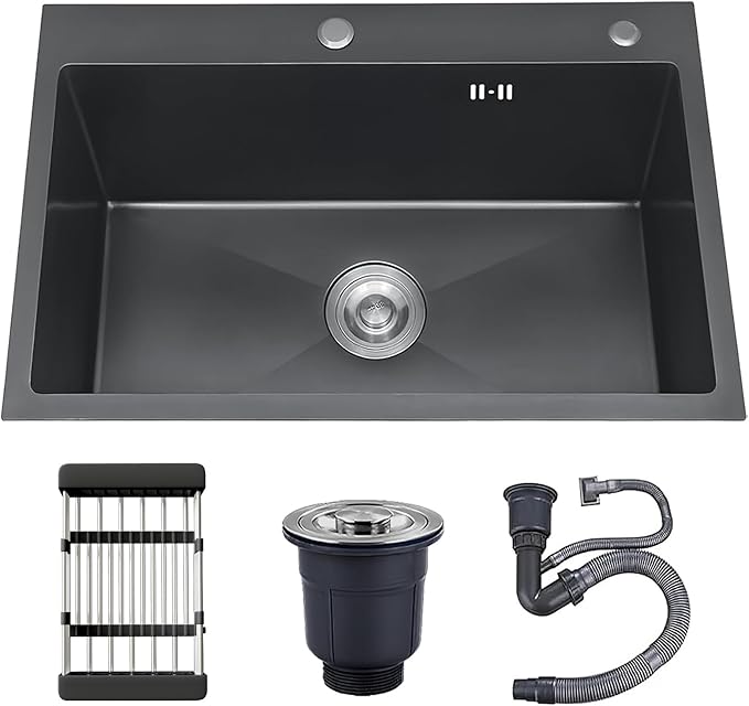 33x19 Drop in Kitchen Sink, 9” Deep Large Top Mount Single Bowl Sinks Nano Coating Stainless Steel Kitchen Laundry Room Sinks with Accessories