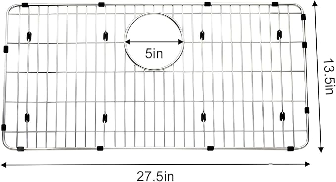 LKOBG2915SS Kitchen Sink Grate 27.5" x 13.5" x 1.25" Stainless Steel Sink Protector with Supersoft Silicone Feet