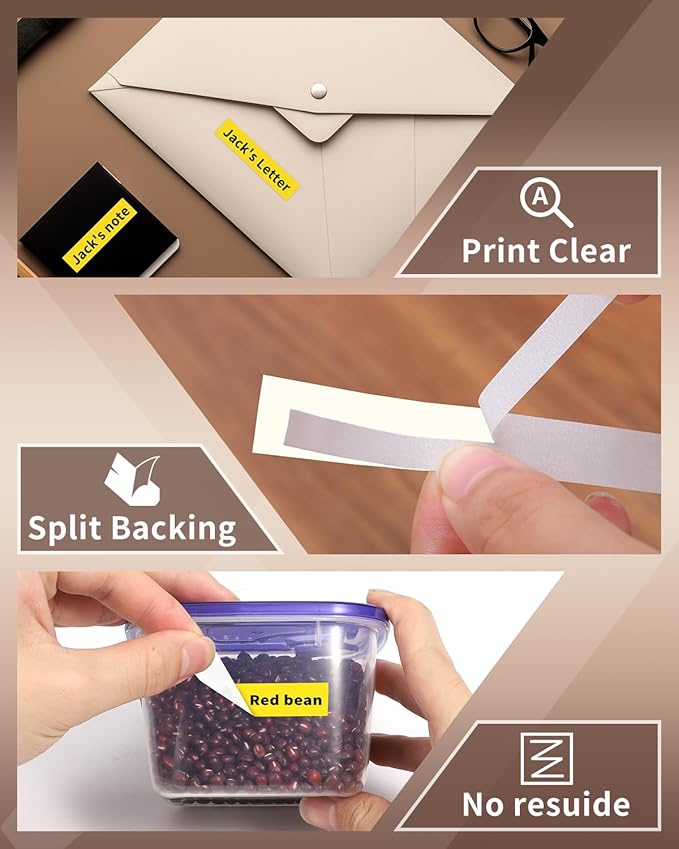 Oozmas Label Tape Yellow Replacement for TZe-631 Brother Label Maker Tape 12mm 0.47 TZE631 TZ Tape Laminated Ptouch Black on Yellow Compatible with Brother P-Touch Label Tape PTD210 PTH110, 4Pack