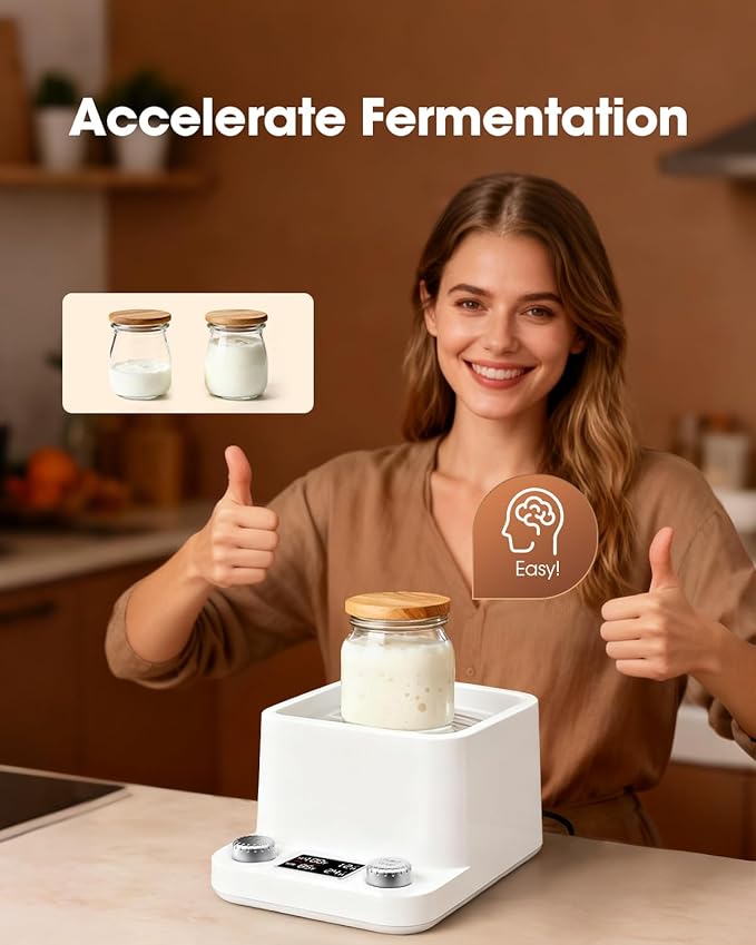 MQUPIN Sourdough Starter Warmer, Even Heating Water Bath Sourdough Warmer, 1°F Precise Thermostat (70-104°F),198H Timer, Smart Yeast Feeding Warmer for Kombucha Yoghurt Beer Fermentation (White)