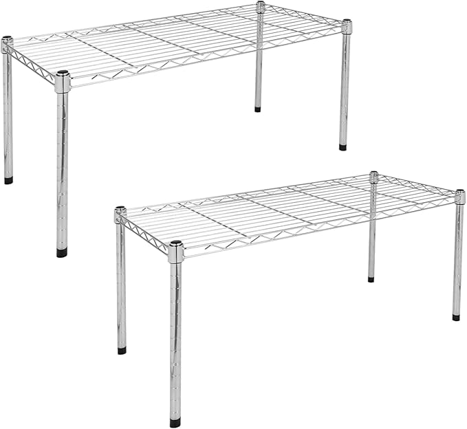 YSSOA 1-Tier Shelving Unit, 29.92" W x 13.78" D x 14.96" H Steel Organizer Wire Rack, Chrome, 2 Pack