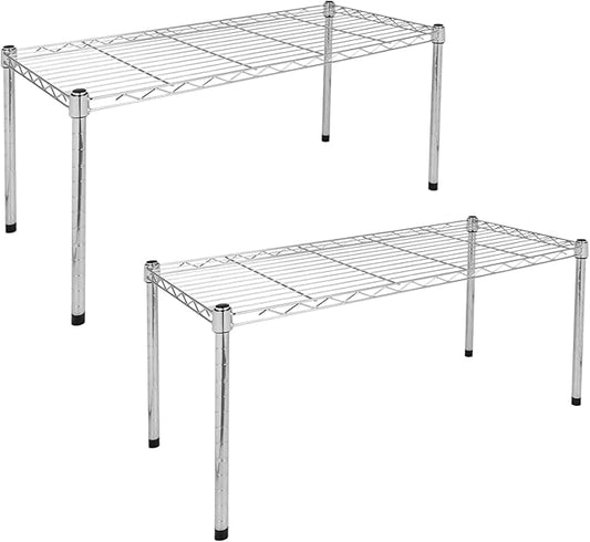 YSSOA 1-Tier Shelving Unit, 29.92" W x 13.78" D x 14.96" H Steel Organizer Wire Rack, Chrome, 2 Pack