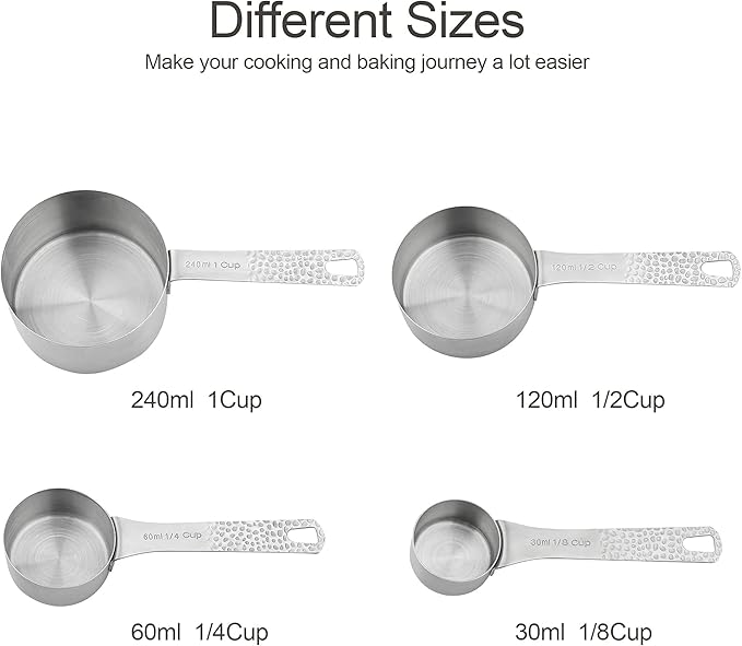 Smithcraft Measuring Cups and Spoons Set, 10 Piece Measuring Cup Set, 18/8 Stainless Steel Measuring Cups Spoons & Leveler, Baking Measure Cups, Kitchen Measurement Cups, Kitchen Gadgets for Cooking
