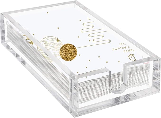 Phineoly Acrylic Guest Towel Napkin Holder, 0.37Inch Thickness Clear Paper Towel Tray, Rectangle Napkin Holders for Kitchen, Dining Room, Bathroom