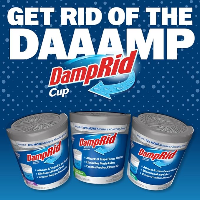 DampRid Refillable Moisture Absorber, 11 oz., 6-Pack – Fresh Scent Moisture Absorbers, 10% More Absorbing Power*, Eliminates Musty Odors for Fresher, Cleaner Air