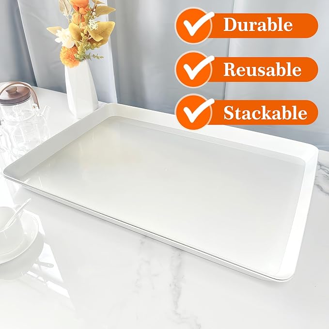 AMGBZT Serving Tray Platter, 26'' x 18'' x 1.6'', 2 Pcs Food Tray for Veggie Fruit Snack Dessert Cookie Cheese, Food Trays for Party Supplies Display, Large Platters for Serving Food, BPA Free