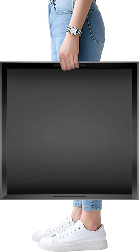 KEVJES Glossy Black Acrylic Serving Tray with Handles-Butler Trays for Coffee Table, Snacks,Breakfast in Bed, Kitchen Countertop,Vanity,Makeup Organizer,Ottoman (Black, 20x20 Inch)