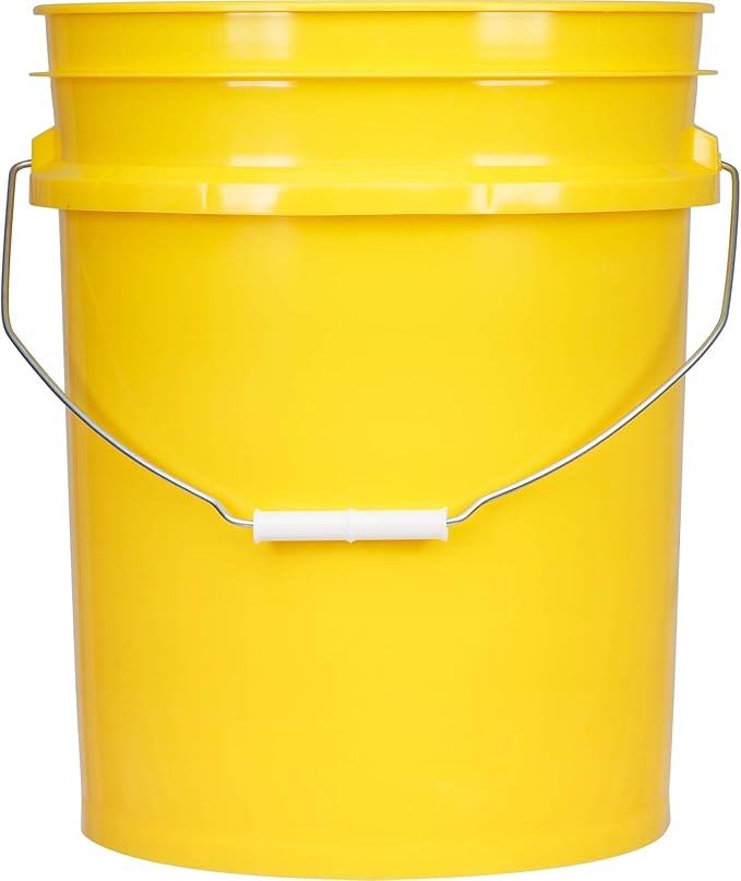 House Naturals 5 Gal Food Grade, BPA Free, Made in USA Yellow Bucket Pail with Screw on Airtight lid, (Pack of 3)