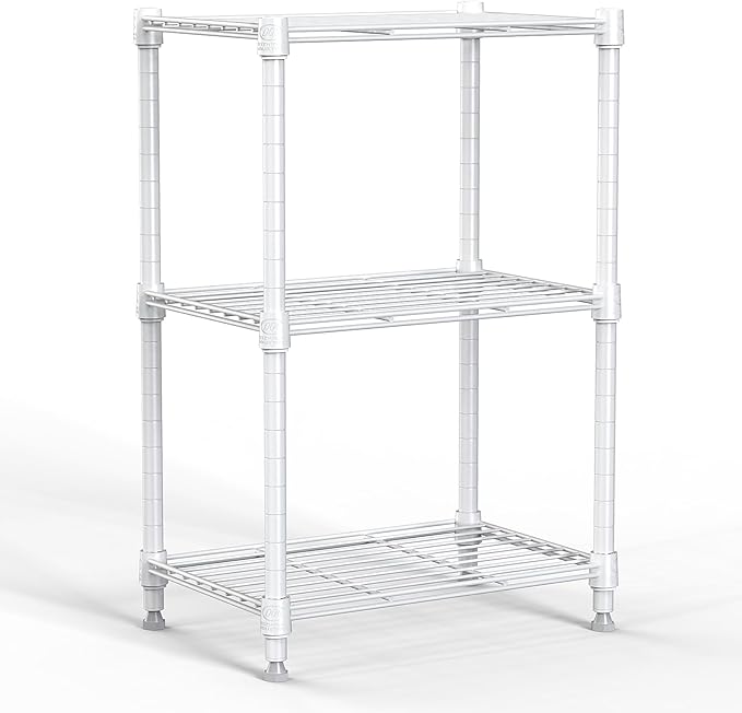 450 lbs Wire Storage Shelving 3-Tier Utility Shelving Unit Steel Organizer Wire Rack for Home,Kitchen,Office,White (11.8" D x 17.7" W x 26.4" H)