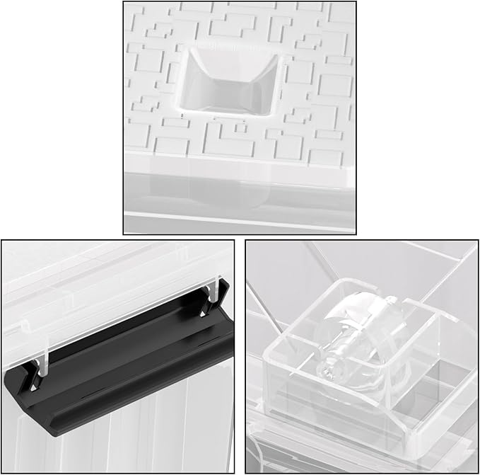 30 Quart 4 Pack Plastic Storage Bins with Latching Lids and Wheels, Clear Latch Box Container