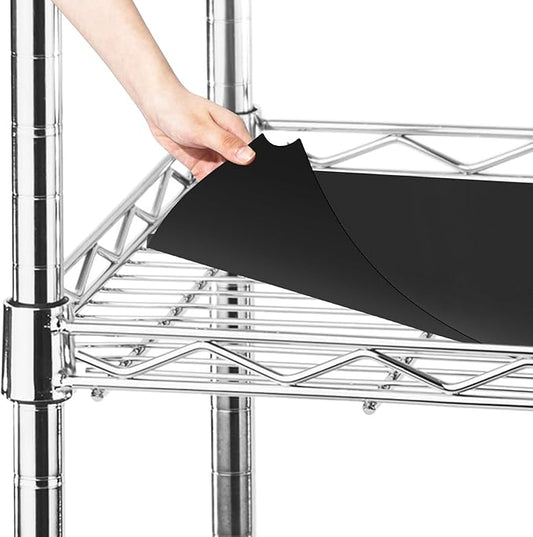 Frienda Set of 5 Wire Shelf Liner 14 x 24 Inch Heavy Duty Shelf Liners Packed Flat for Wire Shelving, Waterproof Non Adhesive Plastic Mat for Metal Rack Kitchen Shelves, Shoe Rack (Black)