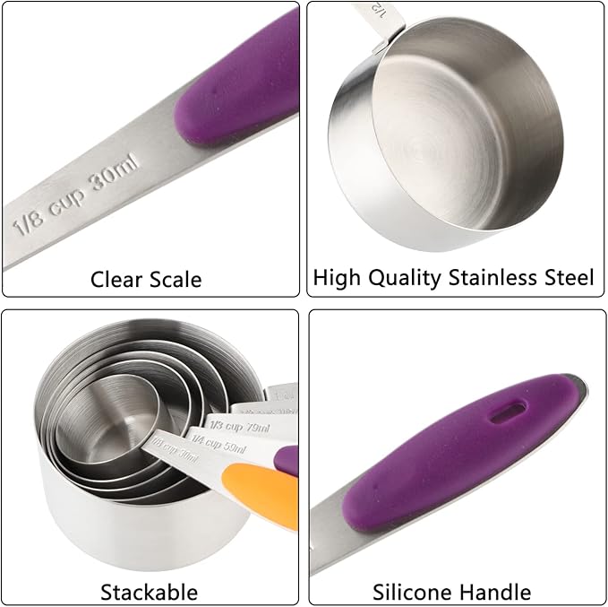 Measuring Cups and Spoons Set of 13 Including Stainless Steel Measuring Cups Nesting Measuring Spoons for Dry and Liquid Ingredients