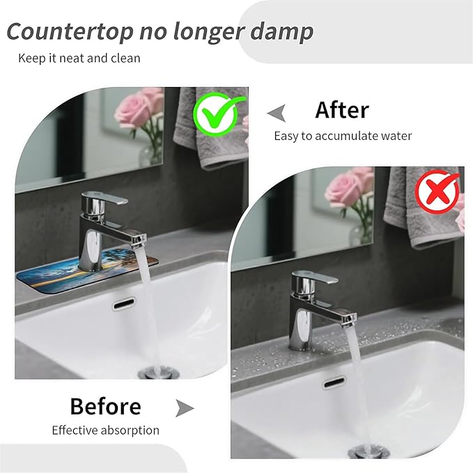 Kitchen Sink Splash Guard，Sunrise over the beach Faucet Mat Sink Gadgets-Super Absorbent Fast Drying Mat Drip Catcher for Kitchen, Bathroom,Sink Mat, Dish Drying Mat, Bathroom(15" X 5.5" )