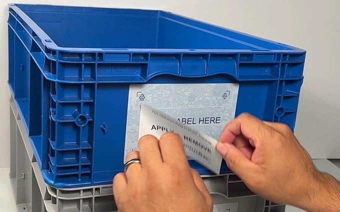INTELLI-PLAC Label Holder for Containers, Totes, Bins (100, 8x6) Permanent Label Holder Makes It Easy to Apply-Remove-Replace Your Labels. Prevent Sticky Residue & Messy Overlapping of Labels