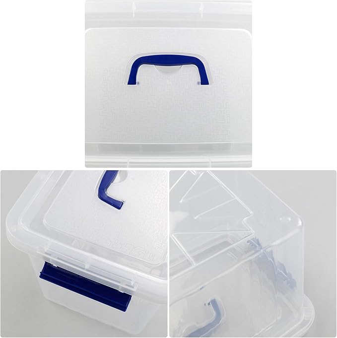 4-Pack 10 L Plastic Storage Box, Clear Storage Box with Lid