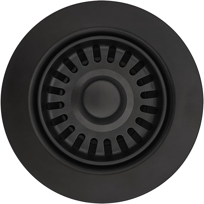 Black Kitchen Sink Drain Assembly, TGEOND 3-1/2 inch Polymer Kitchen Drain Strainer Kit with Removable Basket Strainers Stopper Matching for Granite/Fireclay Sinks