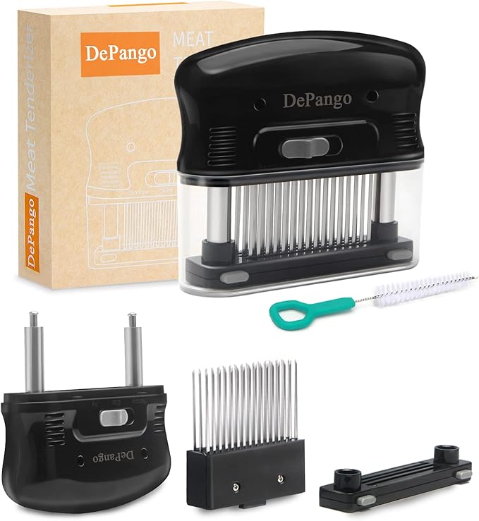 DePango Meat Tenderizer, Meat Needle Tenderizer Tool with 48 Blades Stainless Steel, Take-Apart Steak for Cleaning, Handheld Meat & Poultry Tenderizing Tool for Beef/Pork/Chicken