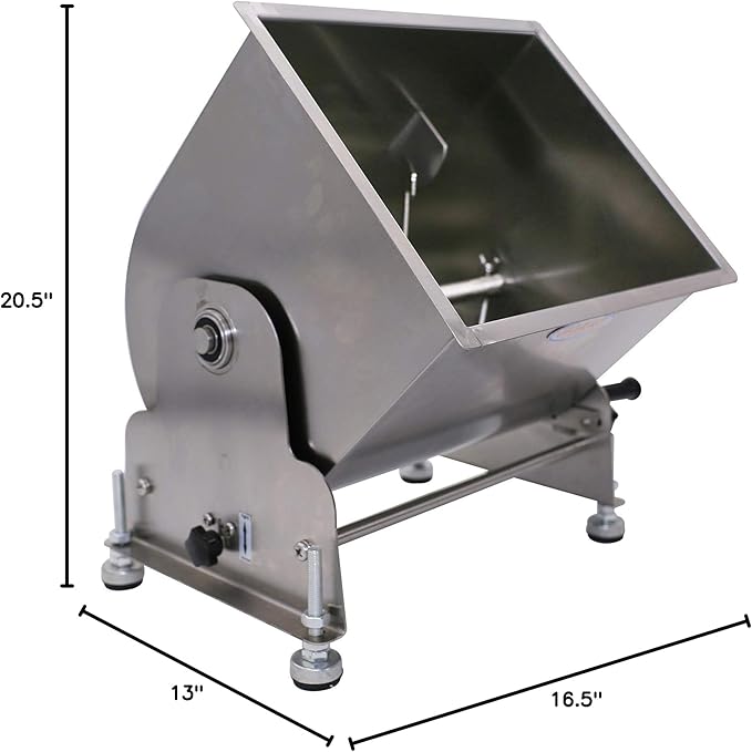 Commercial Stainless Steel 60-Pound/30-Liter Capacity Tilt Tank Manual Meat Mixers,(Mixing Maximum 45-Pound for Meat),Sausage Mixer Machine Meat Processing Equipment, Silver, FME30T
