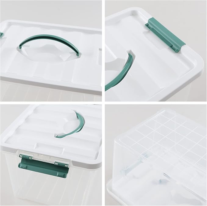 6-pack 14 Quarts Latching Storage Boxes, Clear Plastic Bins with Lids and Handles