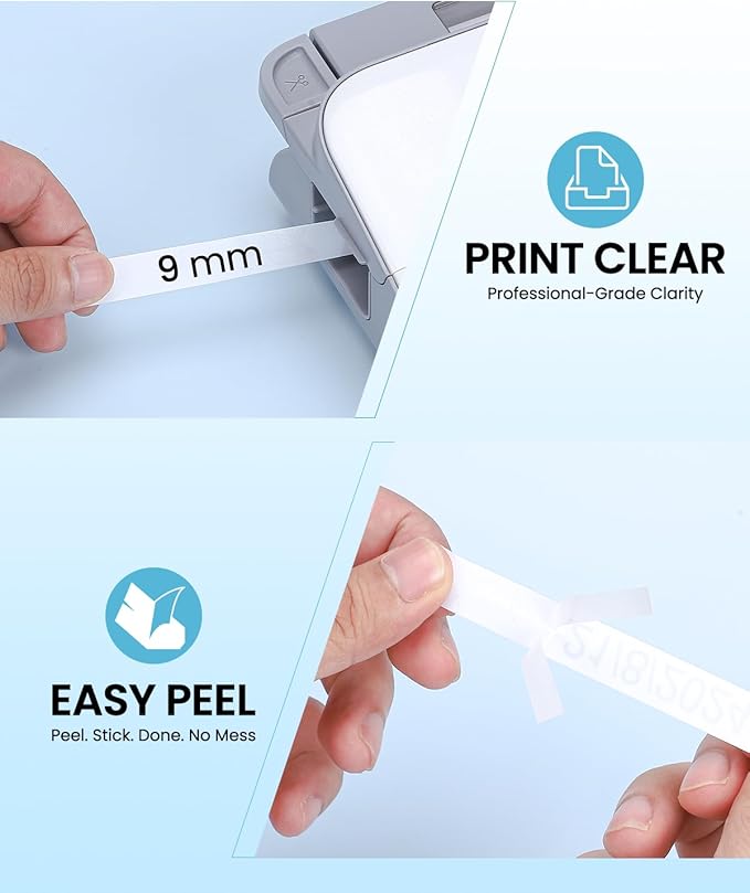 TZe-221 TZ Tape 9mm 0.35 Laminated White Replacement for Brother P Touch Label Tape 3/8 Inch TZ TZe221 Compatible with PT-D200 1280 1180 1830 Label Maker Tape Refills, 8m (26.2 ft), 4 Pack