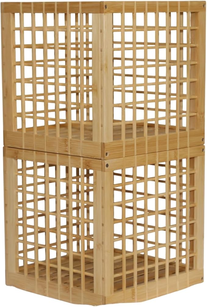 Bamboo Storage Bin - Multipurpose, Stackable Cube Storage Bins Perfect Fit for Cube Shelf - Stylish Lattice Design (10.5 x 10.5 x 10.5)