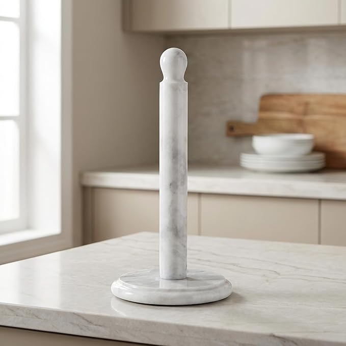 RADICALn Marble Paper Towel Holder Countertop 12.5" Inch White Handmade Toilet Paper Towels Stand for Bathroom Countertop, Paper Towel Holders & Hand Tissue Paper Organizer