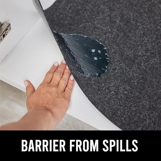 GORILLA GRIP LeakGuard Non-Adhesive Under Sink Mat for Kitchen Cabinet, 24x60, Waterproof Quick Dry Shelf Liner, Durable Absorbent Felt Mats for Bathroom Sinks, Cabinets, Dresser, Easy Trim, Charcoal