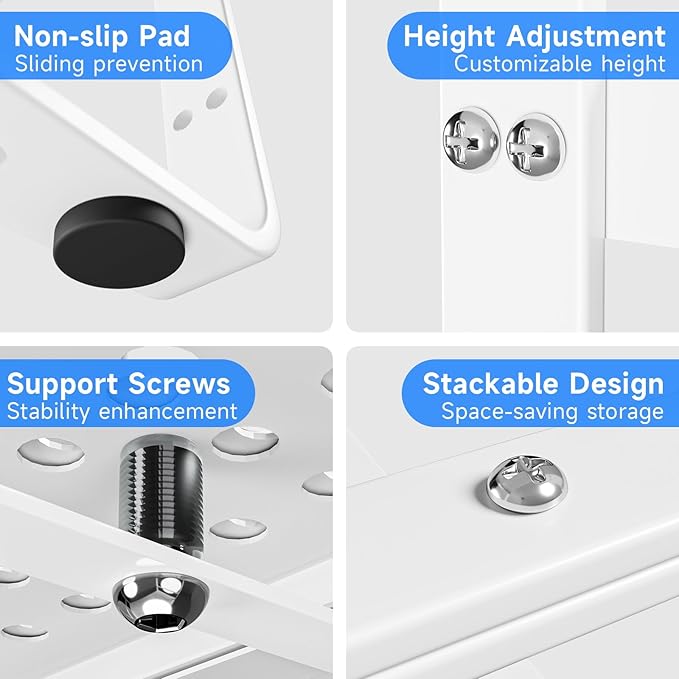 KIKIBRO Expandable Cabinet Shelf Organizers, Kitchen Small Stand Rack Organization for Countertop Cupborad Pantry, White 3 Pack
