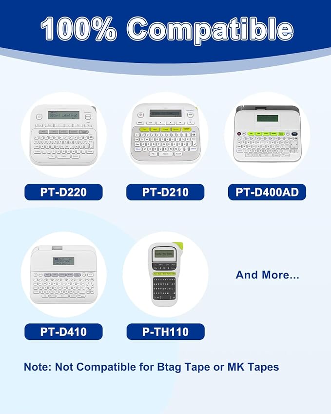 Tze Label Maker Tape Compatible with Brother TZe-231 TZe231 TZ TZe Tape 12mm 0.47 Laminated White Refill Work for P Touch Label Tape PT-D220 D210 H110 D200 D400 1280 D610BT, 1/2" (12 mm x 8m), 3 Pack