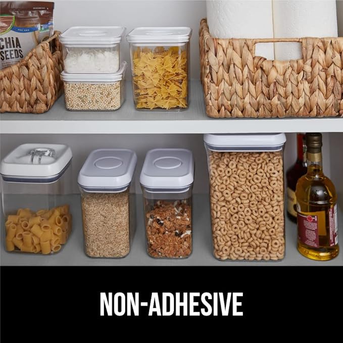 GORILLA GRIP DripGuard Shelf Liner, Non Adhesive Drawer and Kitchen Cabinet Protector, Slip Resistant BPA Free Smooth Surface Plastic Liners for Cabinets, Bathrooms, Closets, 12x240 Inch, Light Gray